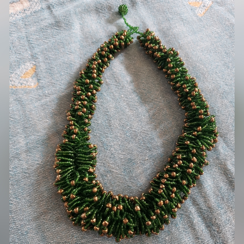 Green & Gold Beaded Necklace